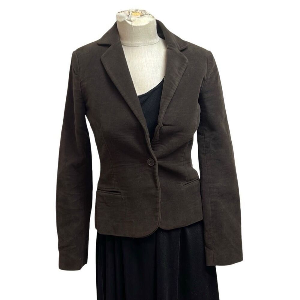 Barney’s New York Brown Velour 1 Botton Blazer EU 36 US 6